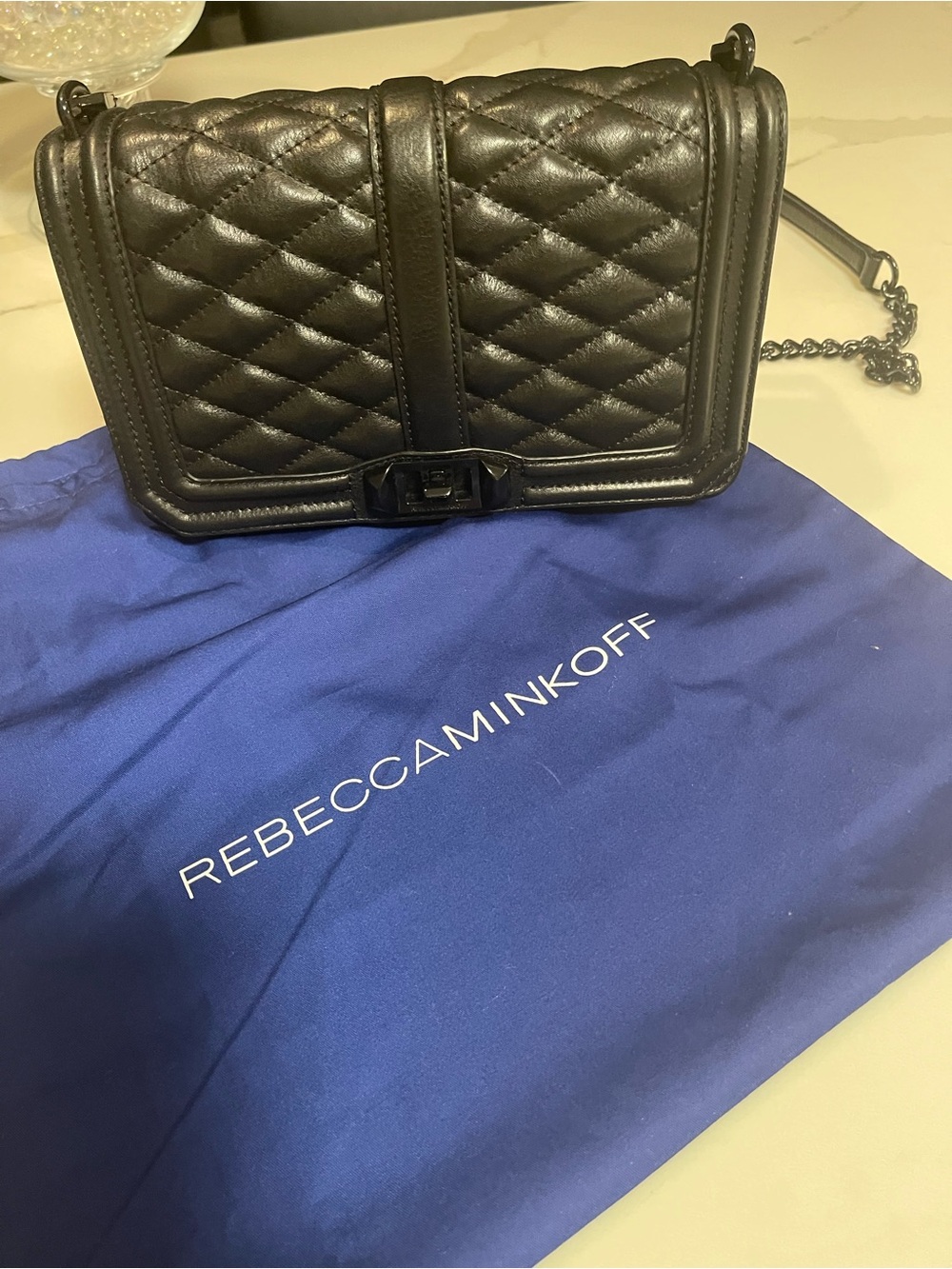 Rebecca Minkoff Black Quilted Leather Chain Crossbody